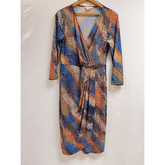 London Times Dresses & Skirts - London Times Women's Surplice V-Neck 3/4 sleeve Draped Dress Multi Size 8